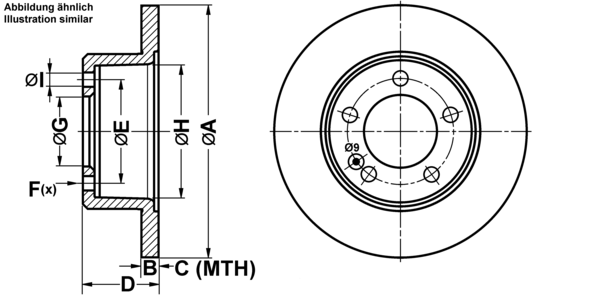 ATE Bremseskive 24011201901 fuld 305mm 12mm for VAUXHALL NISSAN RENAULT