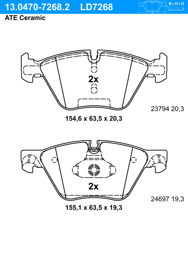 ATE Bremseklodser 13047072682 for BMW