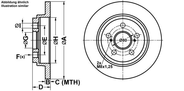 ATE Bremseskive 24010901701 fuld 259mm 9mm for TOYOTA