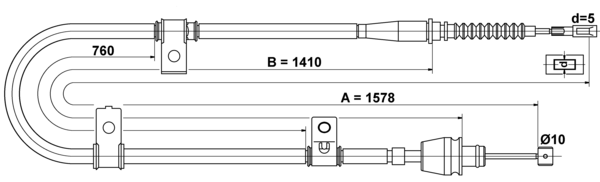 ATE Håndbremsekabel 24372731122 for HYUNDAI