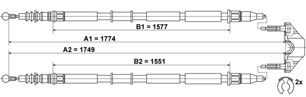 ATE Håndbremsekabel 24372707902 for VAUXHALL