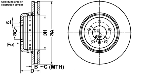 ATE Bremseskive 24013002162 ventileret 348mm 30mm for BMW