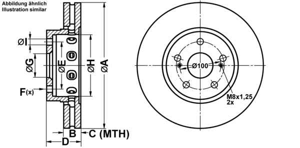 ATE Bremseskive 24012601721 ventileret 300mm 26mm for SUZUKI