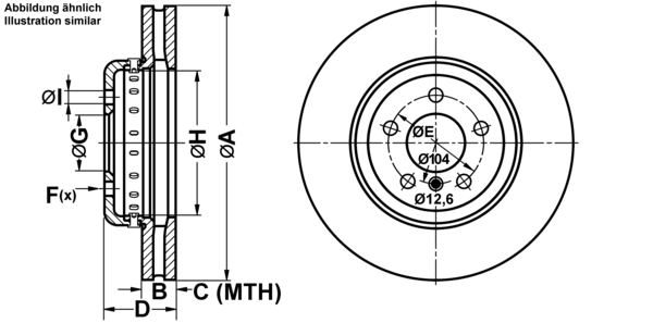 ATE Bremsesæt, skivebremser ijf1416fl0 foraksel ventileret 348mm 30mm for BMW