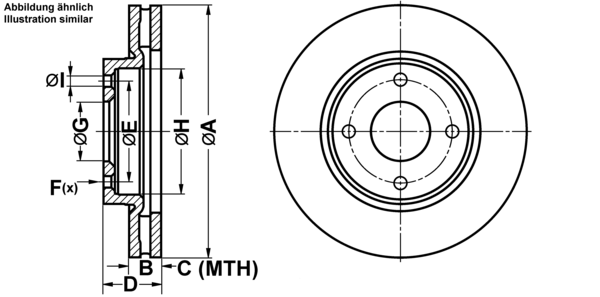 ATE Bremseskive 24012402381 ventileret 280mm 24mm for NISSAN