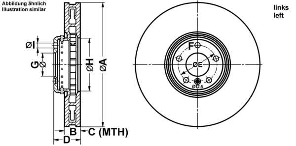 ATE Bremseskive 24013601132 ventileret 385mm 36mm
