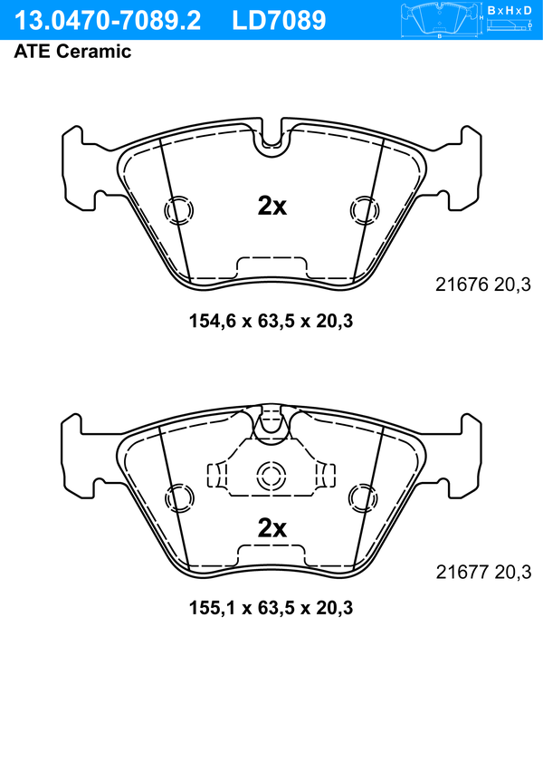 ATE Bremseklodser 13047070892 for BMW