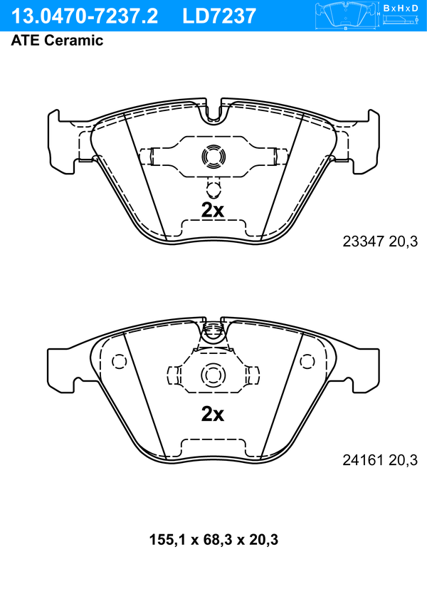 ATE Bremseklodser 13047072372 for BMW