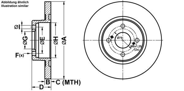 ATE Bremseskive 24010901591 fuld 266mm 9mm for TOYOTA