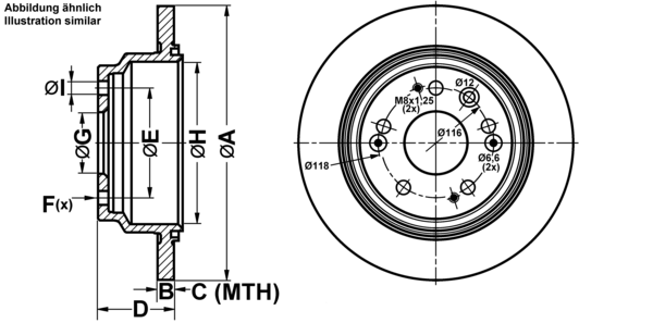 ATE Bremseskive 24010901611 fuld 282mm 9mm for HONDA