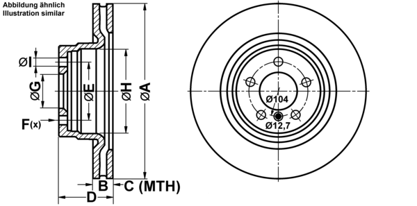 ATE Bremseskive 24013001971 ventileret 360mm 30mm for LAND ROVER