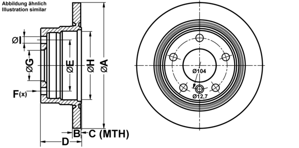 ATE Bremseskive 24031003141 fuld 280mm 10mm for BMW