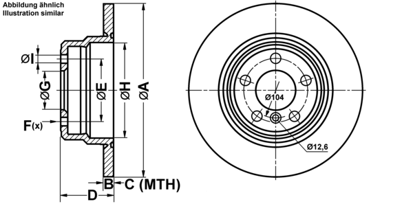 ATE Bremseskive 24031201521 fuld 324mm 12mm for BMW