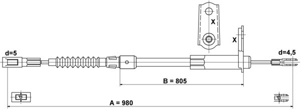 ATE Håndbremsekabel 24372704572 for MERCEDES-BENZ