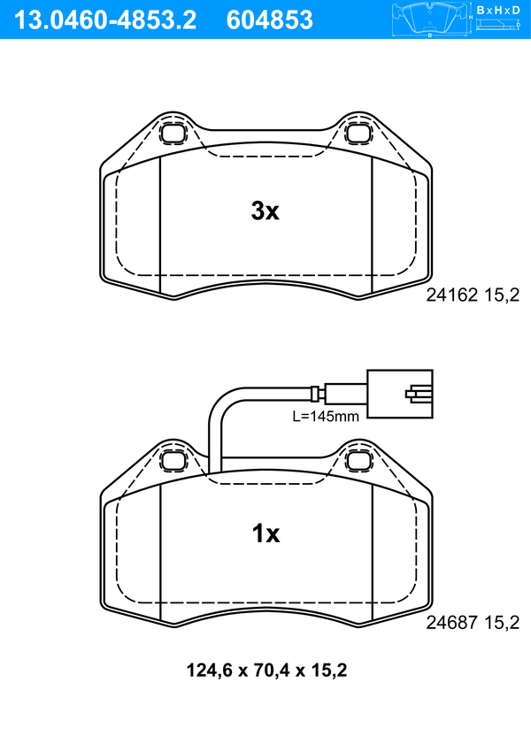ATE Bremseklodser 13046048532 for FIAT JEEP