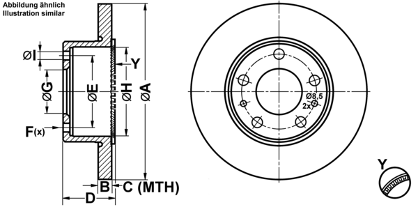 ATE Bremseskive 24011601281 fuld 276mm 16mm for IVECO