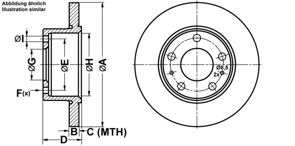 ATE Bremseskive 24011601291 fuld 276mm 16mm for IVECO