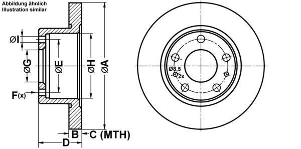 ATE Bremseskive 24012202621 fuld 276mm 22mm for IVECO