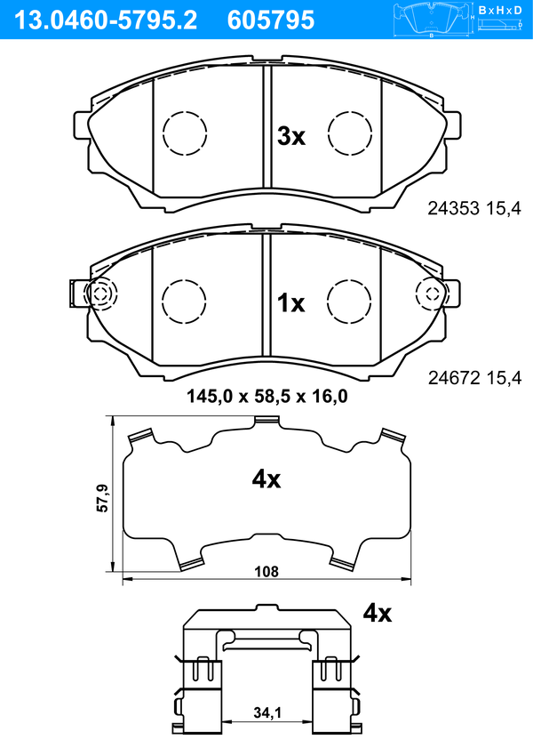 ATE Bremseklodser 13046057952 for FORD MAZDA