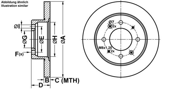 ATE Bremseskive 24011003341 fuld 258mm 10mm for KIA