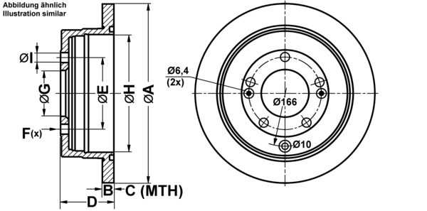 ATE Bremseskive 24011003361 fuld 284mm 10mm for KIA