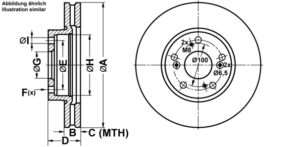 ATE Bremseskive 24012501891 ventileret 282mm 25mm for HONDA