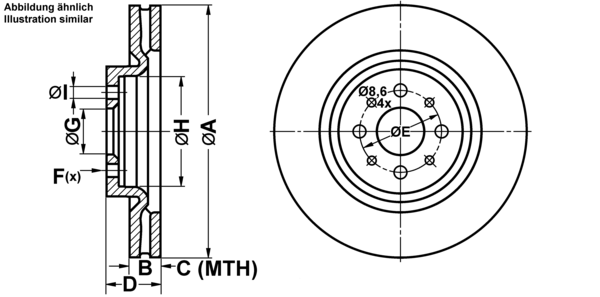 ATE Bremseskive 24012802311 ventileret 305mm 28mm for FIAT