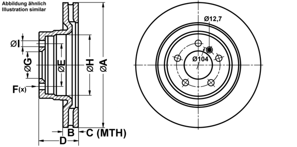 ATE Bremseskive 24013001961 ventileret 344mm 30mm for LAND ROVER