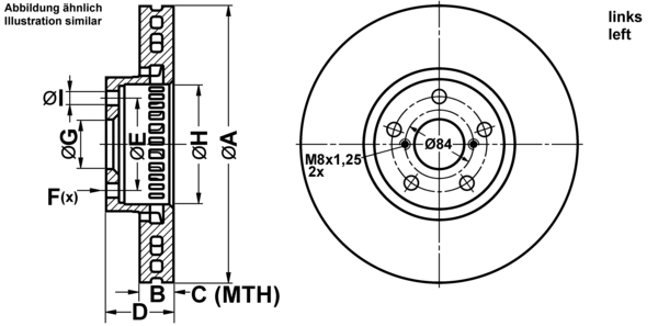 ATE Bremseskive 24013002011 ventileret 334mm 30mm for LEXUS