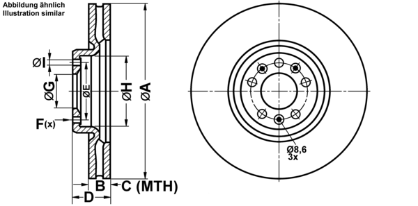 ATE Bremseskive 24013002061 ventileret 330mm 30mm for CITROËN PEUGEOT