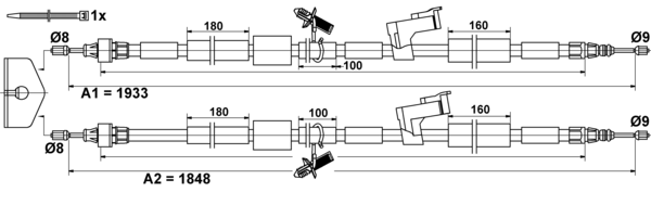 ATE Håndbremsekabel 24372706722 for FORD