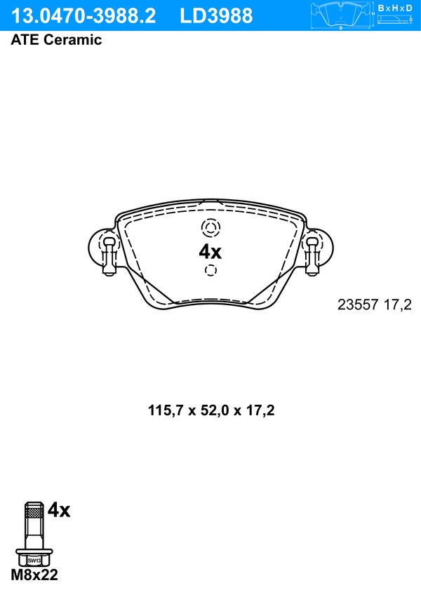 ATE Bremseklodser 13047039882 for FORD JAGUAR RENAULT