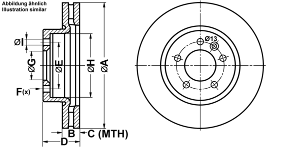 ATE Bremsesæt, skivebremser ijf141crf7 foraksel ventileret 317mm 30mm for LAND ROVER