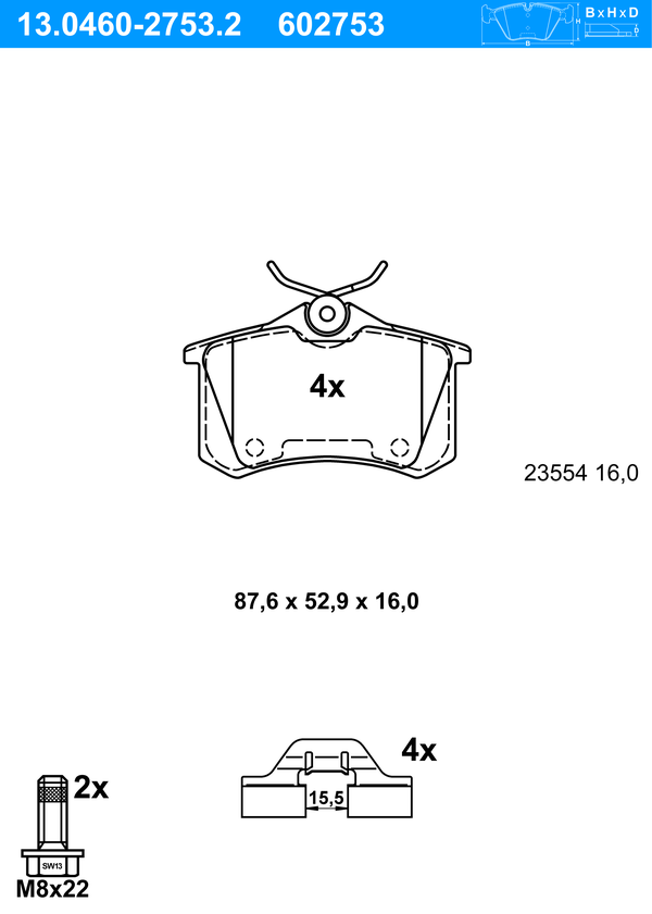 ATE Bremseklodser 13046027532 for RENAULT