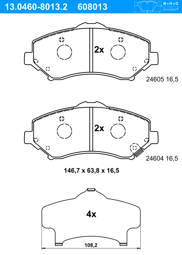 ATE Bremseklodser 13046080132 for JEEP