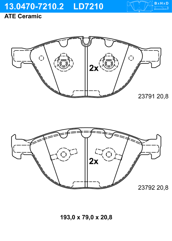 ATE Bremseklodser 13047072102 for BMW