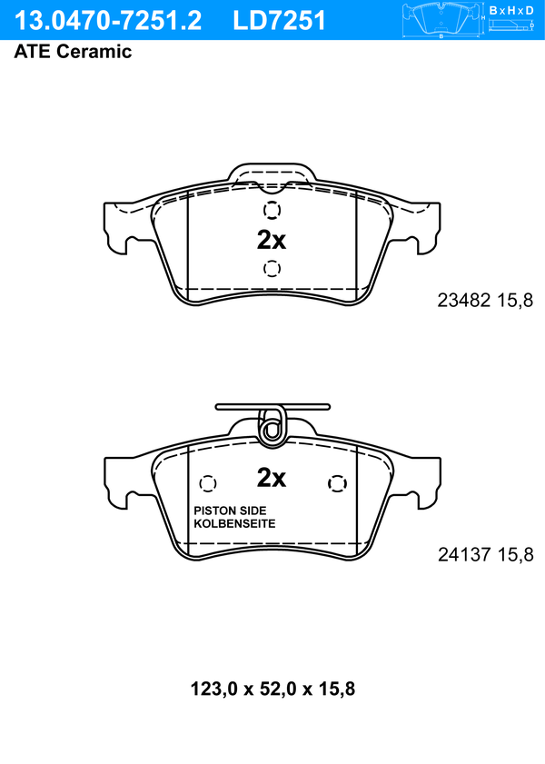 ATE Bremseklodser 13047072512 for RENAULT