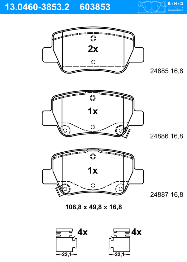 ATE Bremseklodser 13046038532 for TOYOTA