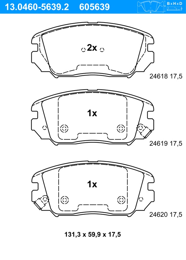ATE Bremseklodser 13046056392 for KIA