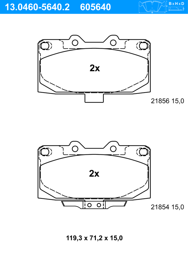 ATE Bremseklodser 13046056402 for SUBARU
