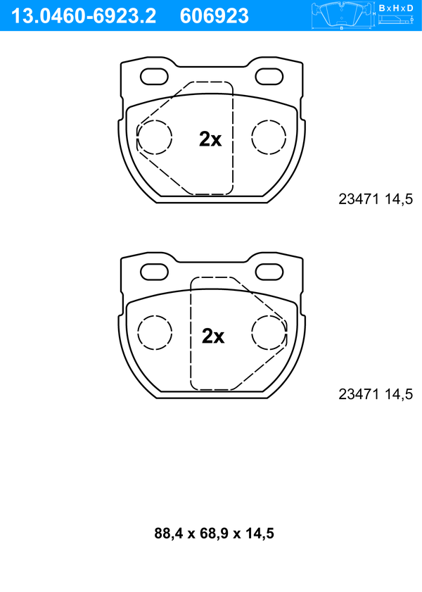 ATE Bremseklodser 13046069232 for LAND ROVER