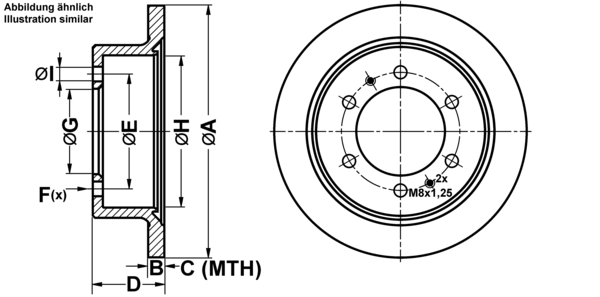 ATE Bremseskive 24011003521 fuld 299mm 10mm for DAEWOO
