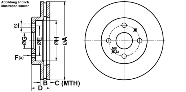 ATE Bremseskive 24012202631 ventileret 254mm 22mm for DAIHATSU SUBARU