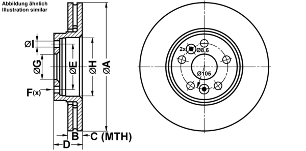 ATE Bremsesæt, skivebremser ijf1419a73 foraksel ventileret 300mm 24mm for RENAULT