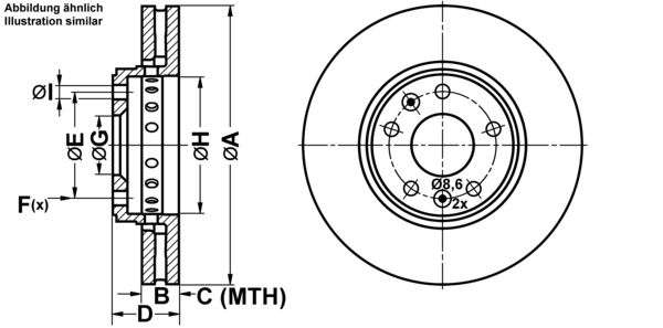 ATE Bremsesæt, skivebremser ijf1418zd5 foraksel ventileret 296mm 26mm for RENAULT