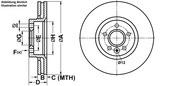 ATE Bremsesæt, skivebremser ijf141d1u1 foraksel ventileret 316mm 28mm for FORD VOLVO LAND ROVER
