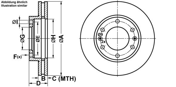 ATE Bremseskive 24012802201 ventileret 300mm 28mm for KIA
