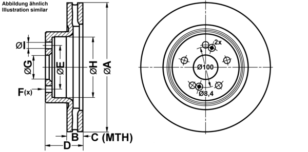 ATE Bremseskive 24012802231 ventileret 312mm 28mm for RENAULT