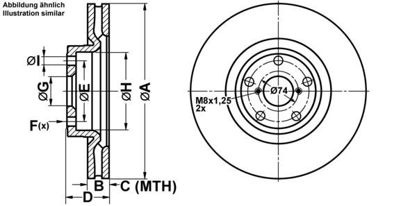 ATE Bremseskive 24013002031 ventileret 326mm 30mm for SUBARU