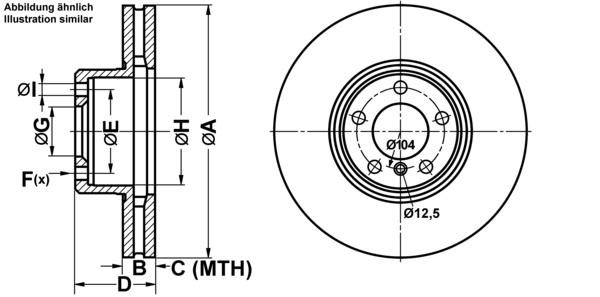 ATE Bremseskive 24013601101 ventileret 348mm 36mm for BMW